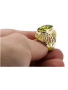 Or jaune 14 carats Péridot jaune Anneau Vintage vrc089y